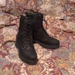Lace up black boots